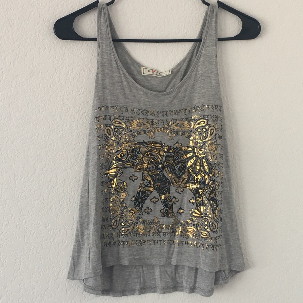 Gray Elephant Design Tank Top